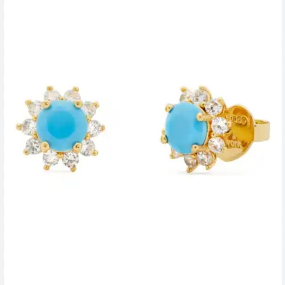 Kate Spade New York Gold Turquoise CZ Star Stud Earrings NWT